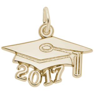 Large Graduation Cap 2017 Charm - 14K Gold - 10-6917-14kd - 10-6917-14k