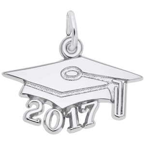 Large Graduation Cap 2017 Charm - Sterling Silver - 10-6917-s