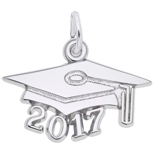 Large Graduation Cap 2017 Charm - Sterling Silver - 10-6917-s