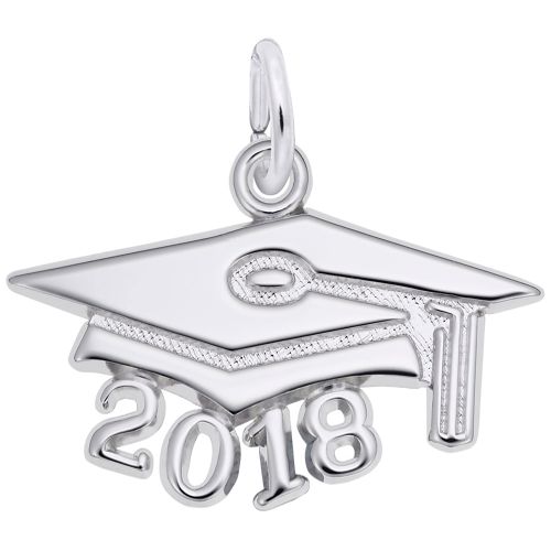Large Graduation Cap 2018 Charm - Sterling Silver - 10-6918-s