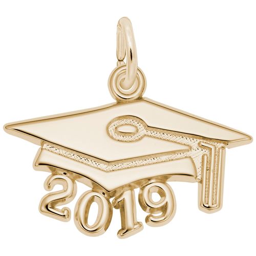 Large Graduation Cap 2019 Charm - 10K Gold - 10-6919-10k