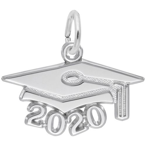 Large Graduation Cap 2020 Charm - 14K White Gold - 10-6920-wg