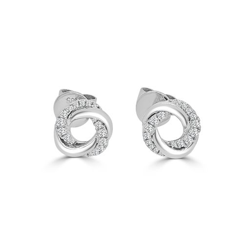 Large Halo Half Diamond Studs