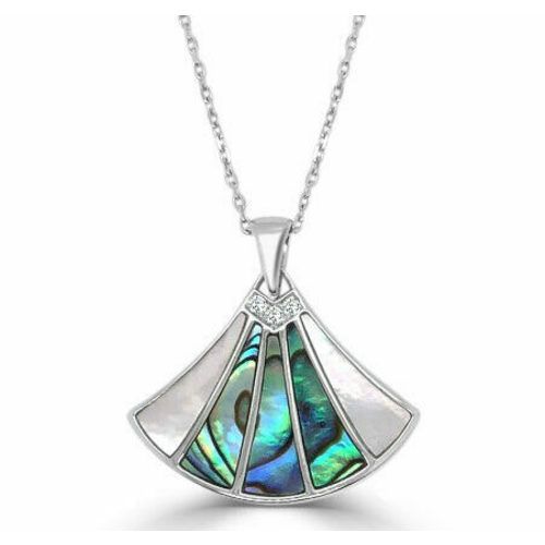 Large  Hera  Diamond With Abalone & White Mother of Pearl Pendant