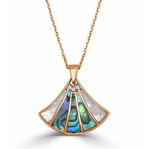 Large  Hera  Diamond With Abalone & White Mother Of Pearl Pendant