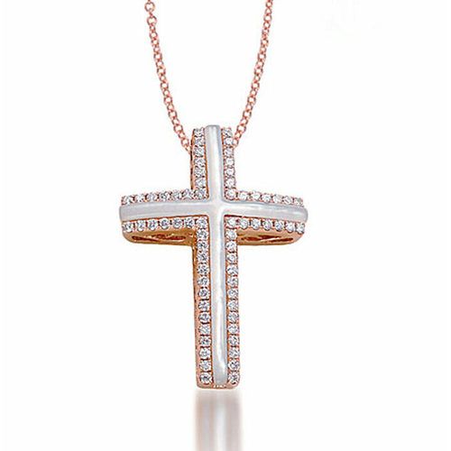 Large Luna cross pendant with white Mother of Pearl