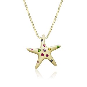 Large Multi Sapphires Starfish Pendant, Hawaiian Inspired  Pendant, SFP-36085/MS