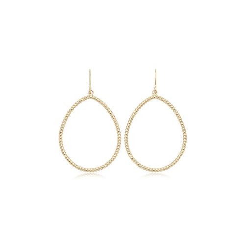 Large Pearshape Twist Hook Earrings - 14K Yellow Gold