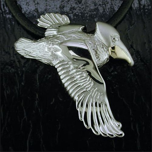 Large Pelican Necklace - Sterling Silver and 14K Gold  - SD-SGN670-18