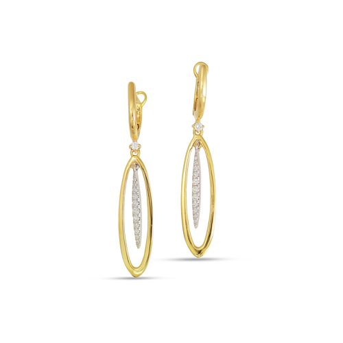 Large Polished Oval with Hanging Diamonds Earrings