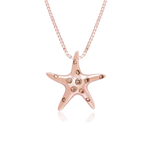 Large Rose Gold Koa Diamond® Starfish Pendant, Hawaiian Inspired Pendant, SFP-36085/K