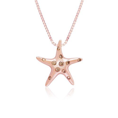 Large Rose Gold Koa Diamond® Starfish Pendant, Hawaiian Inspired Pendant, SFP-36085/K