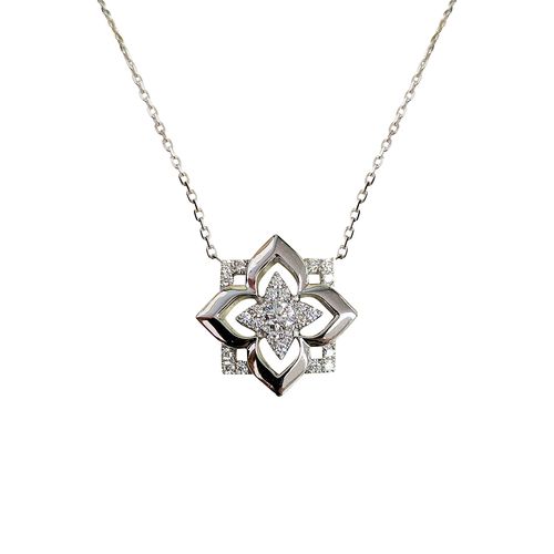 Large Rosette Half Diamond Pendant