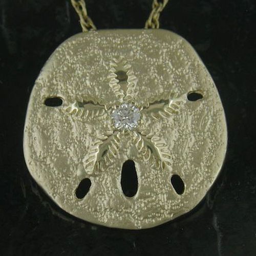 Large Sand Dollar Pendant - 14K Gold  - SD-SLP351