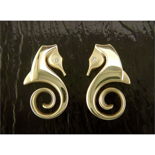 Large Sea Horse Earrings - 14K Gold  - SD-SLE068