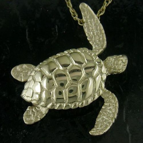 Large Sea Turtle Pendant - 14K Gold  - SD-SLP140-14K