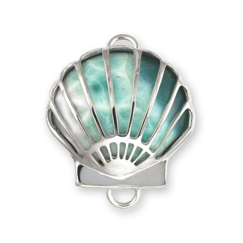 Large Shell Larimar Bracelet Clasp - Sterling Silver