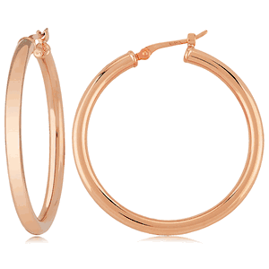 Large Tube 2.5 x 30mm Hoop Earrings - 14K Rose Gold