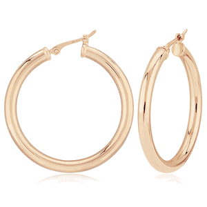 Large Tube Hoop Earrings - 14K Rose Gold - 03-225R