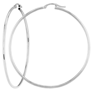Large Tube Hoop Earrings - 14K White Gold