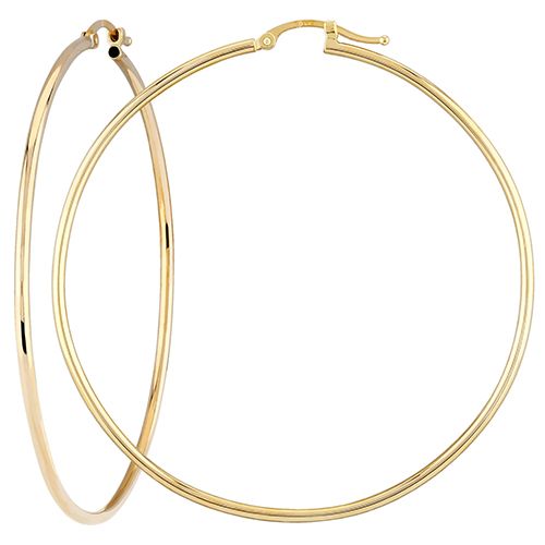 Large Tube Hoop Earrings - 14K Yellow Gold - 03-782