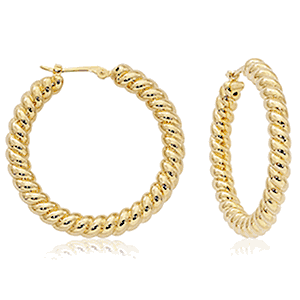 Large Twisted Hoop Earrings - 14K Yellow Gold