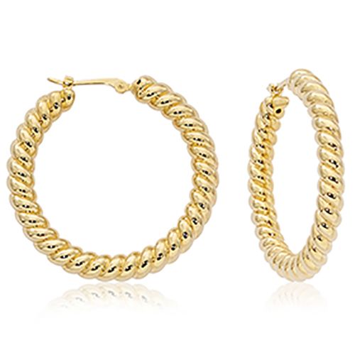 Large Twisted Hoop Earrings - 14K Yellow Gold