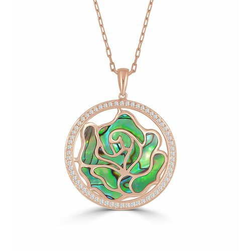 Large Venus Floral Abalone & Diamond Pendant