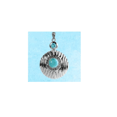 Larimar Circle Charms & Pendants W/wavy Design & Blue Topaz  - MAL117SP
