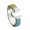 Larimar Inlay Hook Ring - Sterling Silver & 14K Gold Size 8.0
