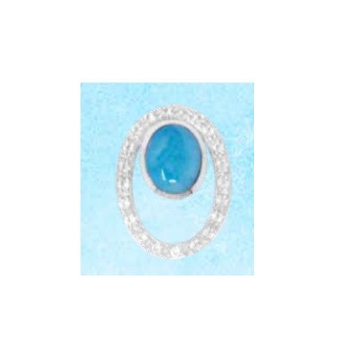Larimar Oval Cab Larimar Charms & Pendants W/white Topaz  - MAL119SP