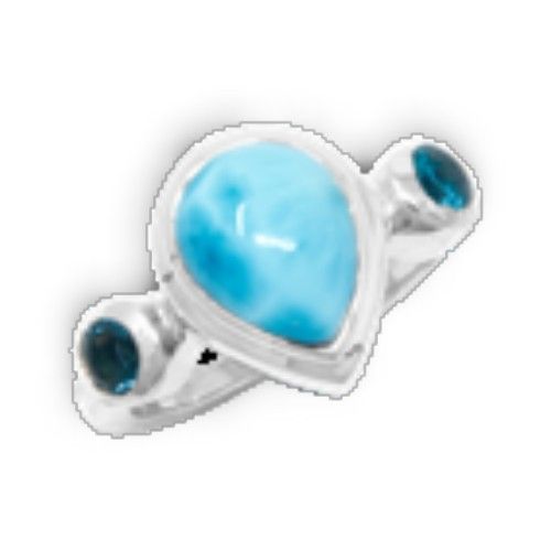 Larimar Pear Shaped Rings W/blue Topaz 9.0  - MAL121SR90