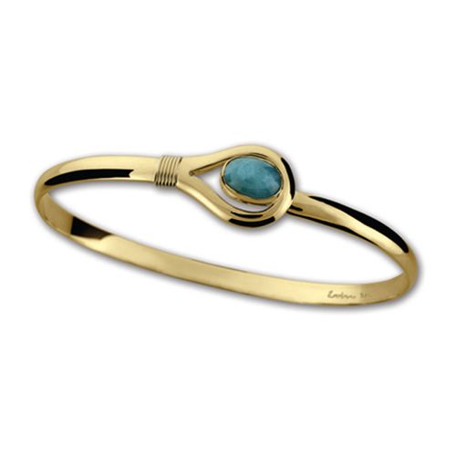 Larimar Unity Hook Bracelet - 14K Yellow Gold 4mm 7.0 Inch