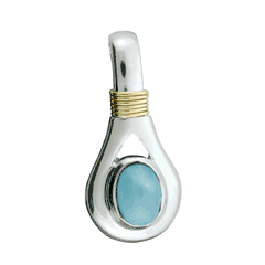 Larimar Unity Pendant - Sterling Silver & 14K Gold