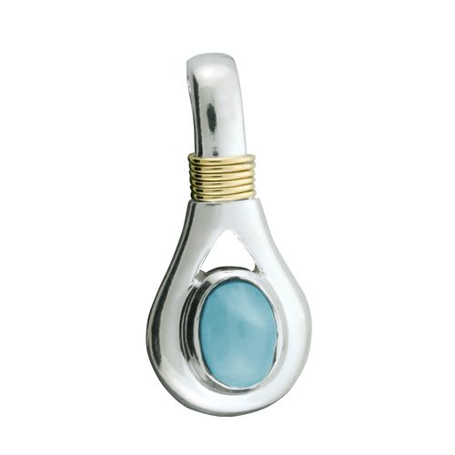 Larimar Unity Pendant - Sterling Silver & 14K Gold