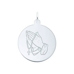 Laser Engraved Praying Hands Charm