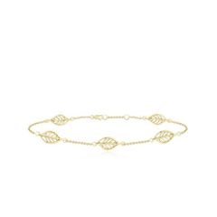 14K Yellow Gold Leaf Bracelet