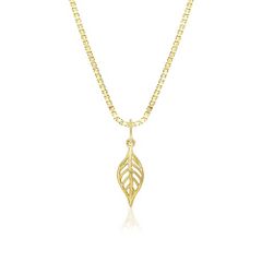 14K Yellow Gold Boutique Leaf Tropical Flowers Pendant