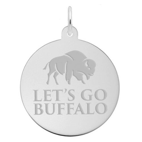 Lets Go Buffalo Disc Charm  - 14K White Gold  - 10-1072-0-14KW