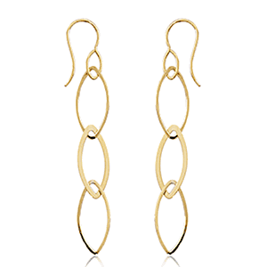 Linked Marquise Drop Earrings - 14K Yellow Gold