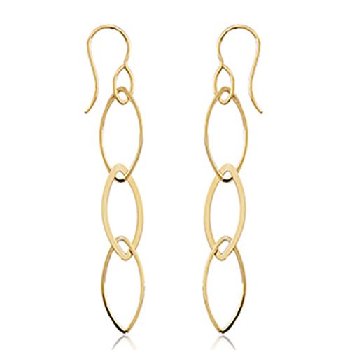 Linked Marquise Drop Earrings - 14K Yellow Gold