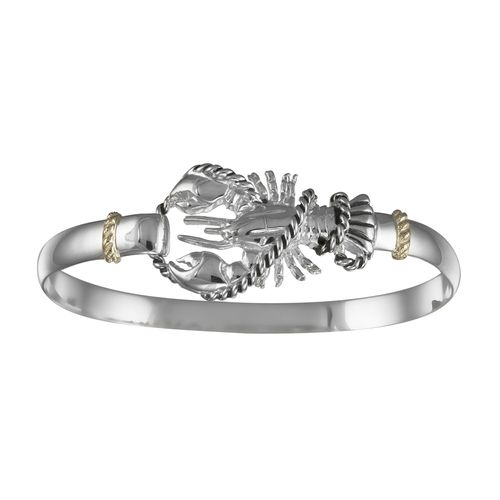 Lobster Hook Bracelet - Sterling Silver & 14K Yellow Gold 6mm 8.0 Inch