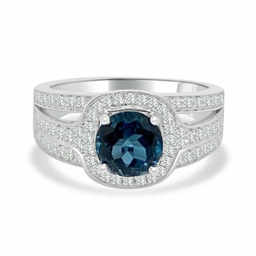 London Blue Topaz and Diamond RIng London Blue Topaz