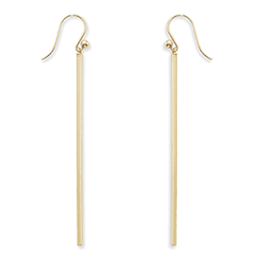 Long Column Drop Earrings - 14K Yellow Gold