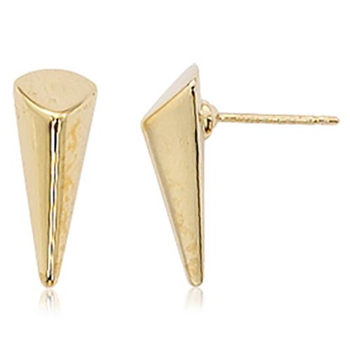 Long Flat Pyramid Stud Earrings - 14K Yellow Gold