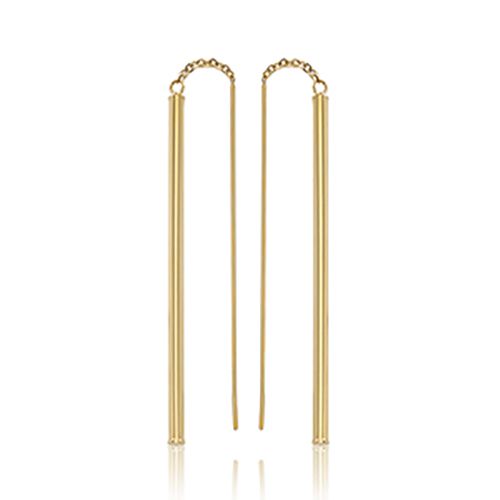 Long Linear Threader Earrings - 14K Yellow Gold