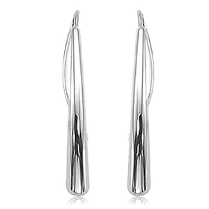 Long Teardrop Hookwire Earrings - 14K White Gold