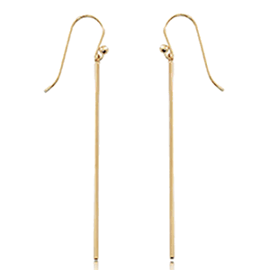 Long Thin Column Drop Earrings - 14K Yellow Gold