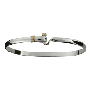 Lovers Loop Hook Bracelet - Sterling Silver & 14K Gold 4mm 7.5 Inch