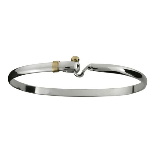Lovers Loop Hook Bracelet - Sterling Silver & 14K Gold 4mm 7 Inch